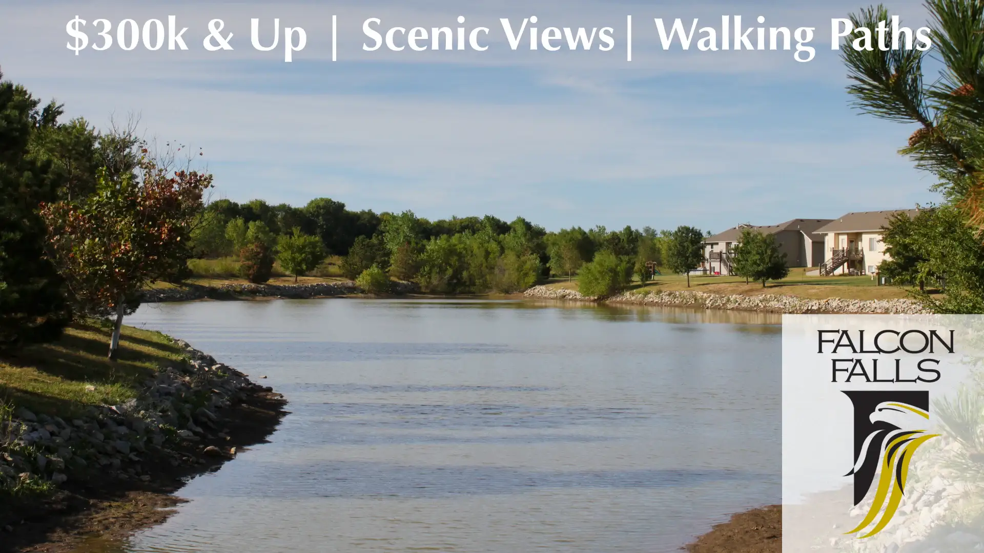 Wichita nature trail by new homes.