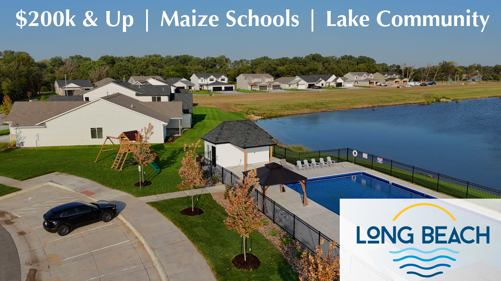 Long Beach Wichita community in Maize with $200K homes, lakefront living, and access to top-rated Maize schools.
