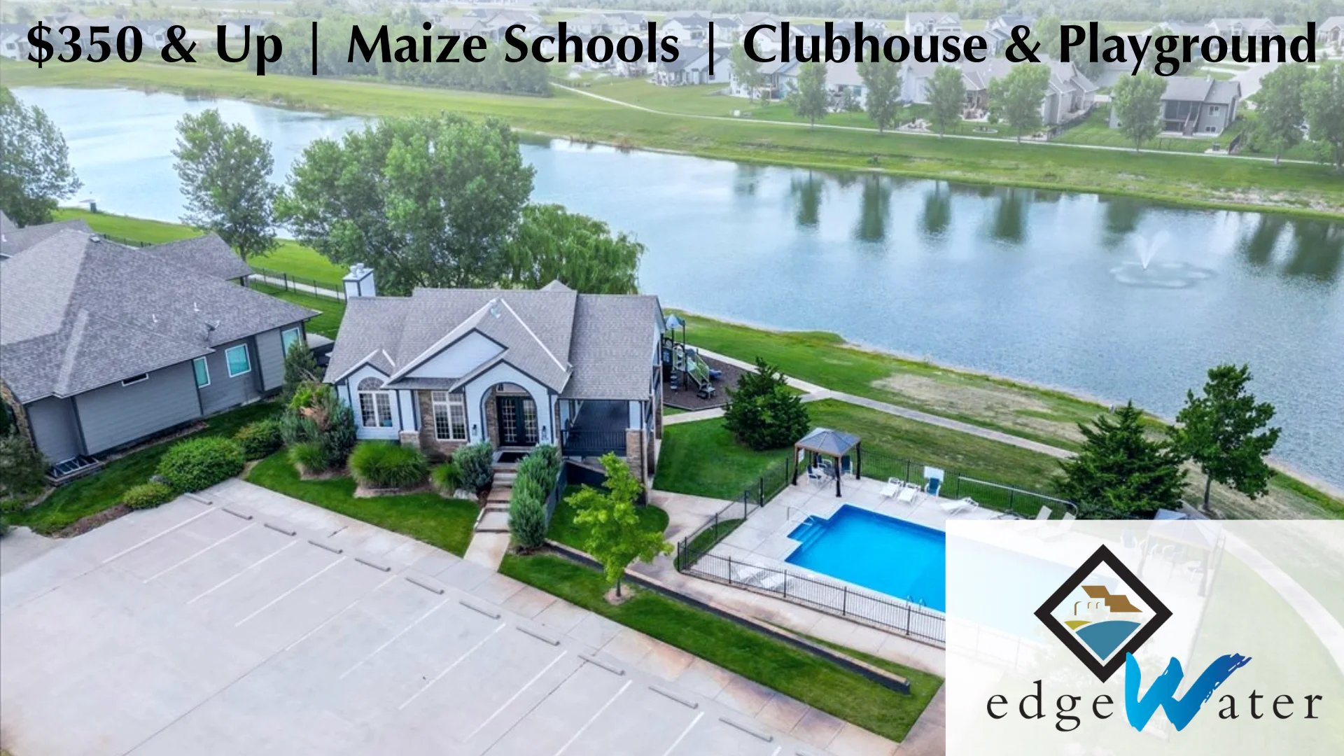 New homes for sale in Wichita, Ks, Edgewater neighborhood. Featuring two fishing lakes with clubhouse and pool on 45th and hoover.