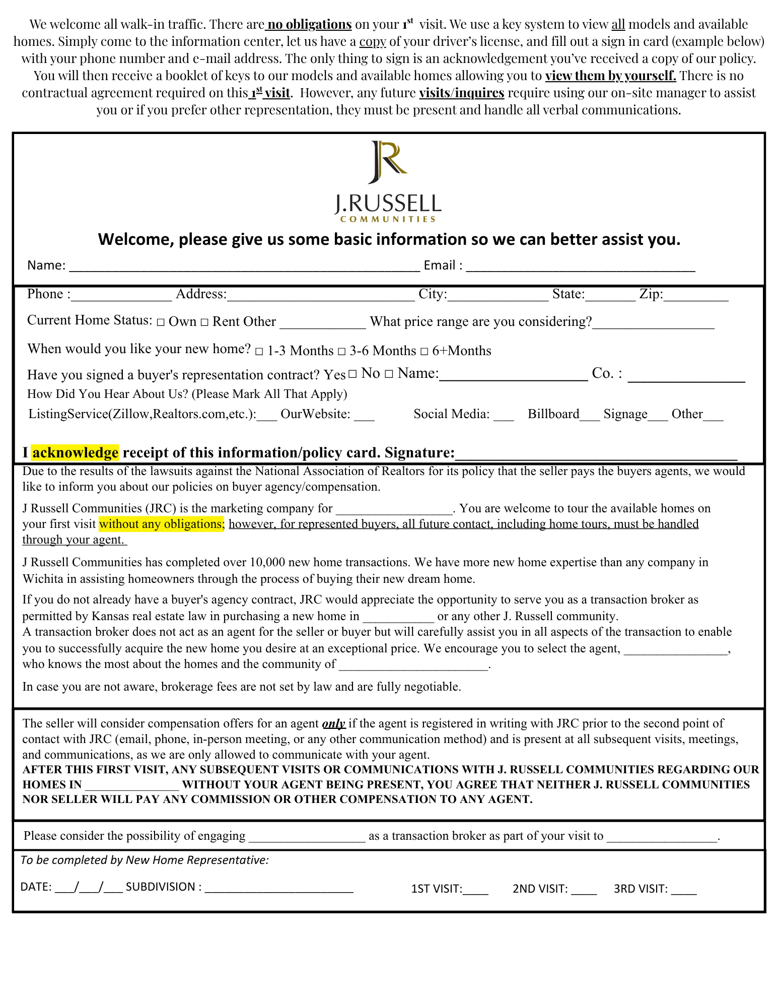 Our visitor policy