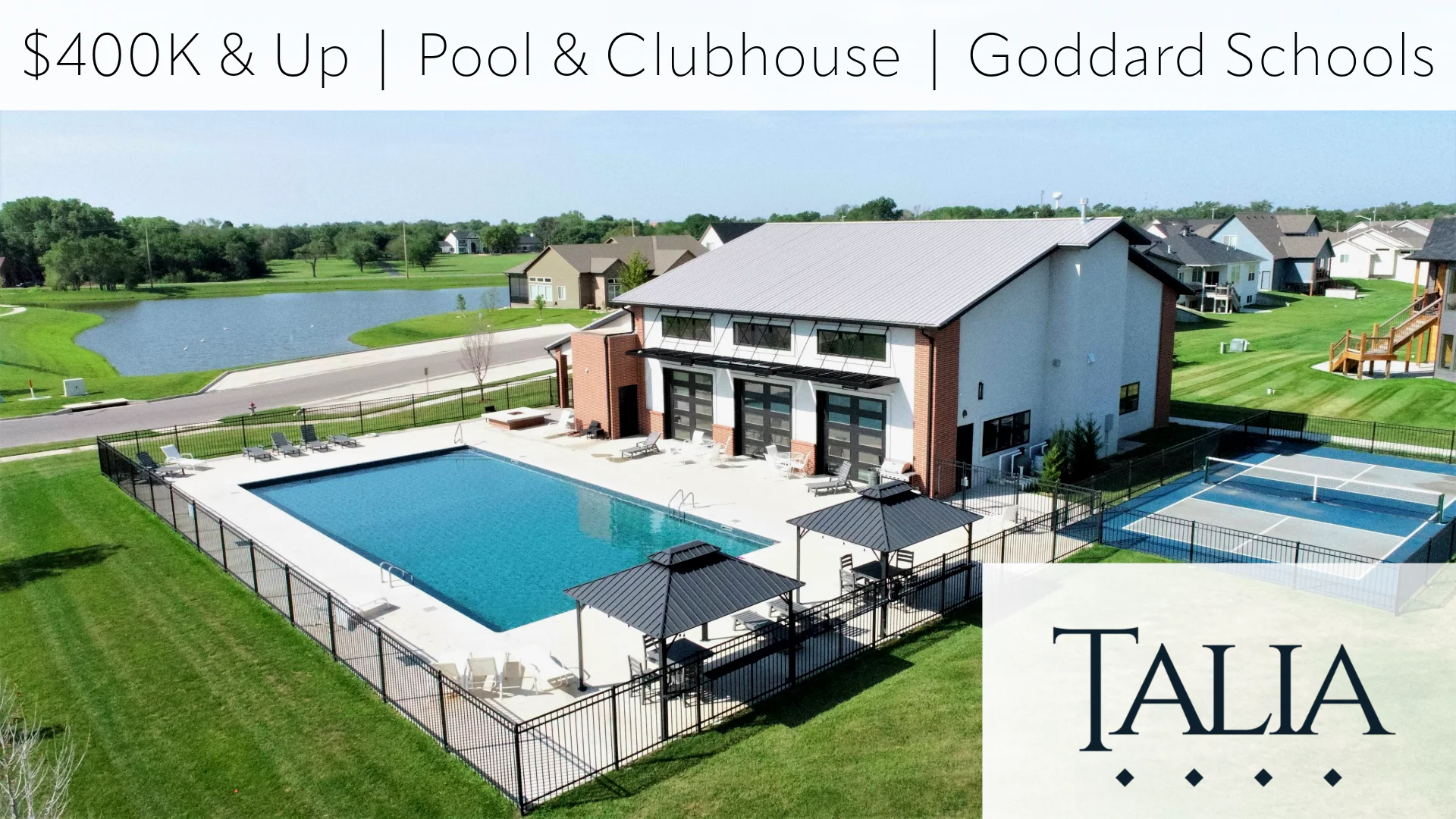 Talia new homes for sale in Wichita, KS, within the Goddard School district with a pool and clubhouse.
