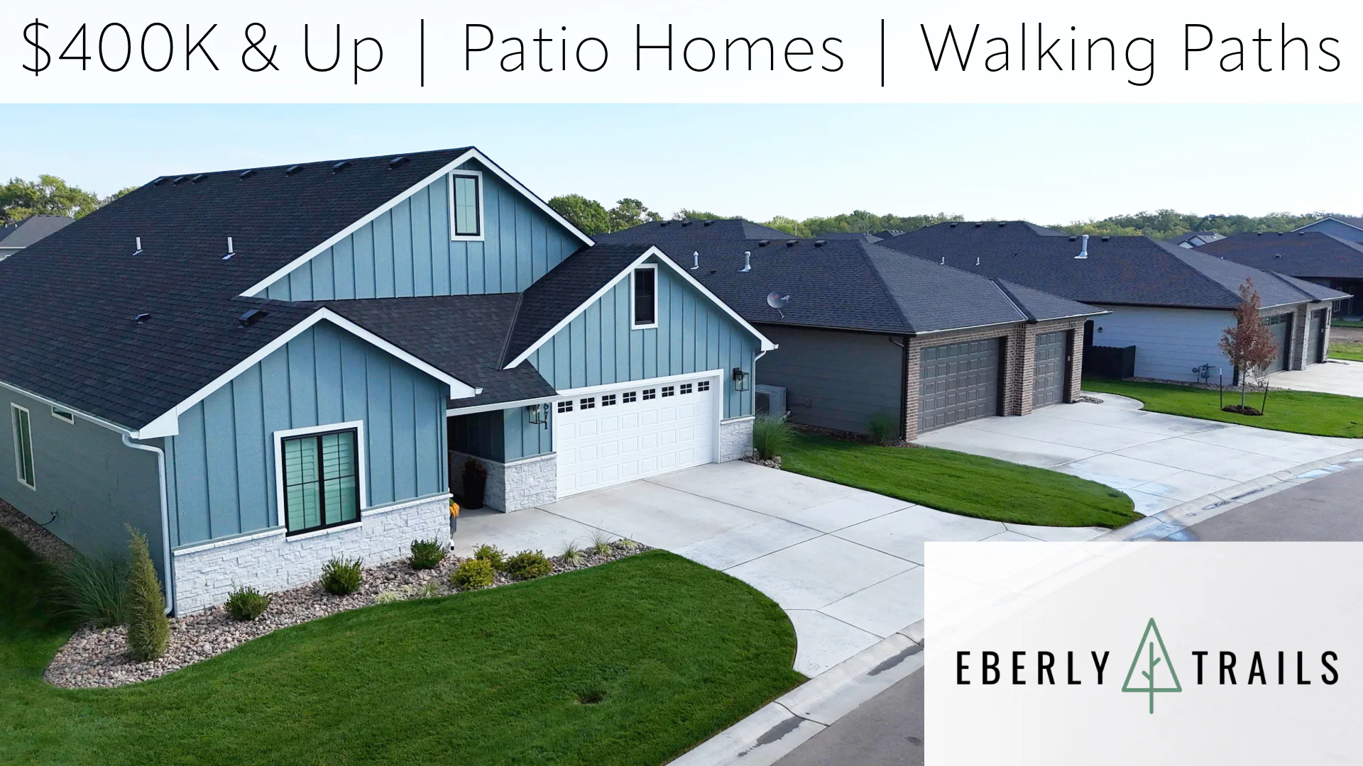Eberly Trails new patio homes for sale in West Wichita that are low-maintance built for 55+.